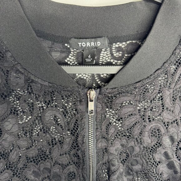 Torrid Ruffle Black Lace Bomber Jacket Plus Size 4XL‎ Witchy Whimsigoth - Picture 4 of 12